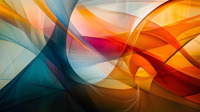 47. Abstract geomatics featuring smooth curves and vibrant color transitions