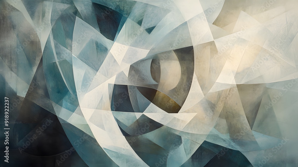 Wall mural 50. geometric abstraction with delicate linework and soft light reflections
