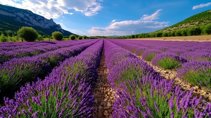 Fototapeta premium Field of lavender stretching to horizon, Provence