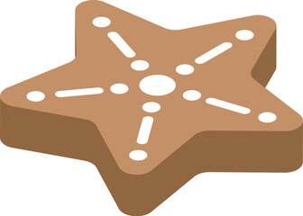 Star shaped cookie is being decorated with white icing for the holidays