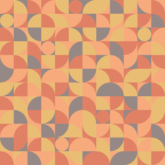 scandinavian repetitive background. simple orange, gray, yellow, pink geometric shapes. vector seamless pattern. modern art. fabric swatch. wrapping paper. continuous design template for textile, home