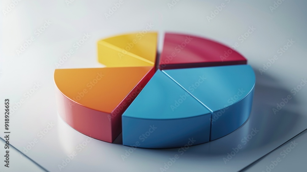 Poster a detailed view of a pie chart on a table, suitable for presentations or data analysis