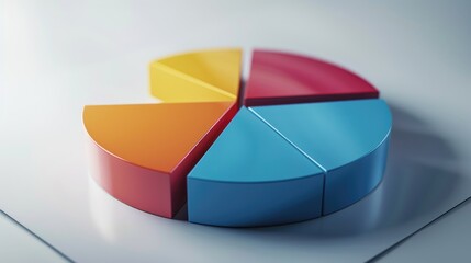 A detailed view of a pie chart on a table, suitable for presentations or data analysis