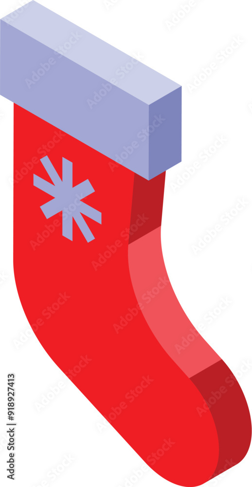 Poster red christmas stocking with a snowflake design waiting to be filled with gifts