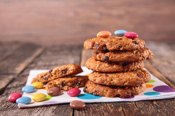 delicious cookies with chocolate multi colored candies