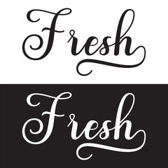 Fresh, text design. Vector calligraphy. Typography poster.  Vector illustration. EPS 10