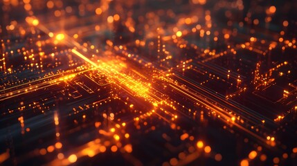 88. Futuristic abstract geomatics with glowing network patterns and digital effects