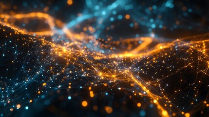 88. Futuristic abstract geomatics with glowing network patterns and digital effects