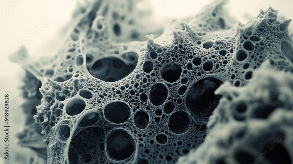 Poster abstract close-up of a cellular structure with circular cavities