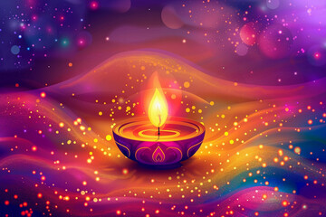 Beautiful greeting card with bright holiday composition for happy and celebrate Diwali