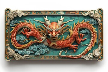 A festive postcard showcasing a dragon illustration, perfect for sending Chinese New Year greetings and wishes