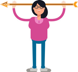 Woman Character Holding Arrow Illustration
