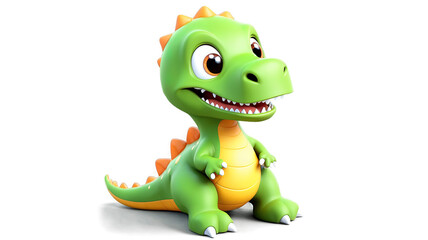 Fototapeta premium 3d cartoon mascot of cute dinosaur, isolated on white background 