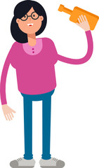 Woman Character Drinking Beer
