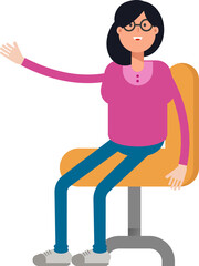 Woman Character Sitting on Office Chair
