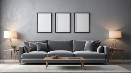 Fototapeta premium mockup frame, modern living room interior with sofa