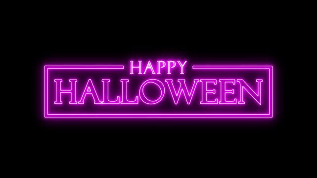 Happy Halloween neon animated, Happy halloween animation with neon text, Happy Halloween glowing text,neon sign.