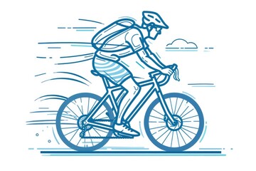 Fototapeta premium A person wearing a helmet rides a bicycle in a outdoor setting