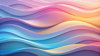 A fluid background of 3D wave shapes, arranged in overlapping layers with gentle curves and transitioning colors