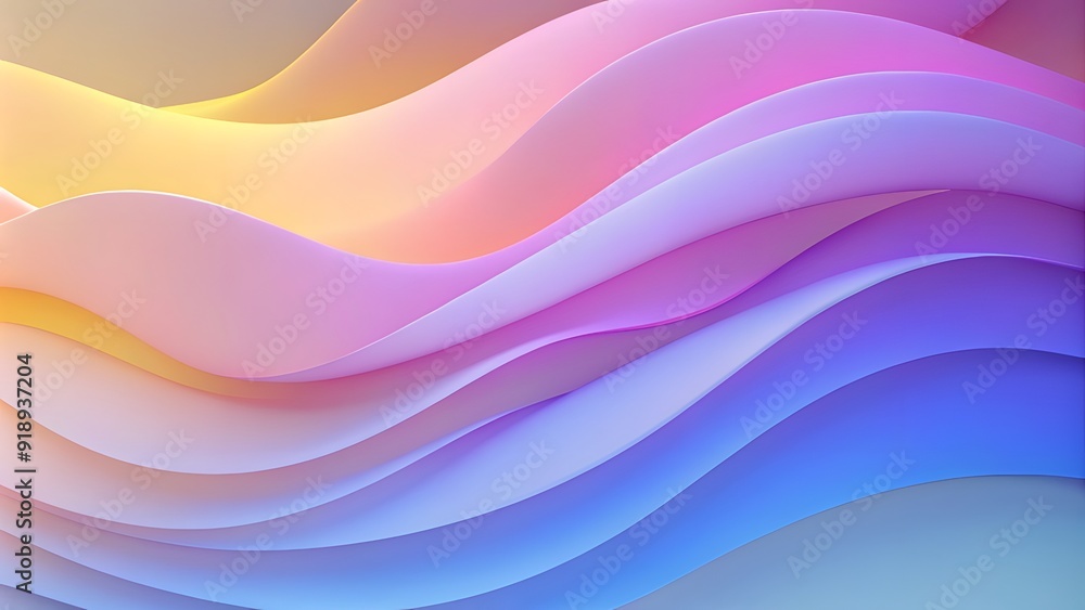 Poster a fluid background of 3d wave shapes, arranged in overlapping layers with gentle curves and transiti