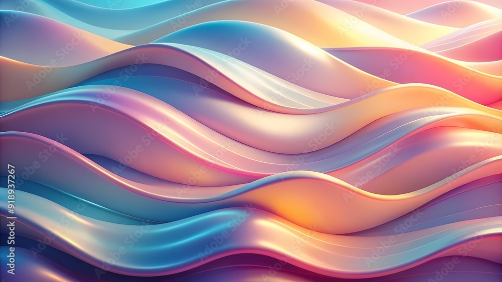 Poster a fluid background of 3d wave shapes, arranged in overlapping layers with gentle curves and transiti