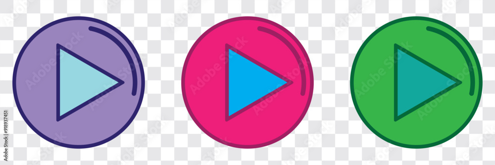 Poster play button icon vector set. set of play buttons icons. play button. video audio player. vector illu