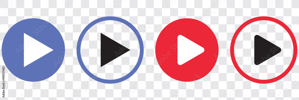 Poster play button icon vector set. set of play buttons icons. play button. video audio player. vector illu