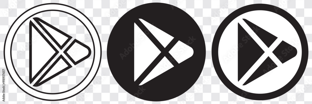 Poster play button icon vector set. set of play buttons icons. play button. video audio player. vector illu