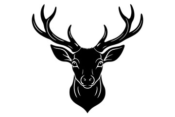 Deer head icon black vector silhouette on white background. vector illustration.