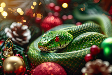 Fototapeta premium Beautiful greeting card with holiday composition for happy and joy celebrate New Year