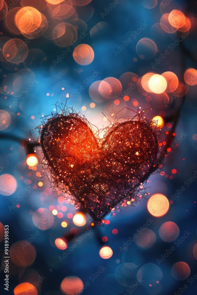 Poster a heart-shaped object hangs from a tree branch