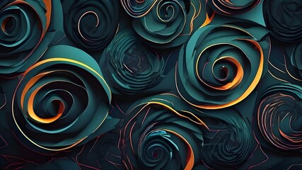 Designer Background with Swirl designs and Dark color palette with Geometric Shapes in Bold Colors - Modern Wallpaper Template with Vibrant Hues and Polygonal Pattern 