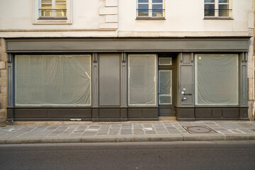fancy and stylish vintage shop facade , french boutique storefront