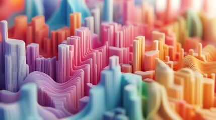 Obraz premium Abstract Cityscape with Colorful Geometric Shapes