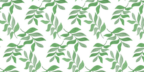 Seamless pattern, leaves, abstract flowers, ornament, texture, contours