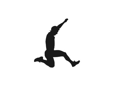 triple jump woman athlete jumper black silhouette. This is long jump disciplines of athletics vector.triple jump silhouette collection set. vector silhouette illustration isolated on white background.