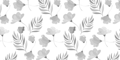 Seamless pattern, leaves, abstract flowers, ornament, texture, contours