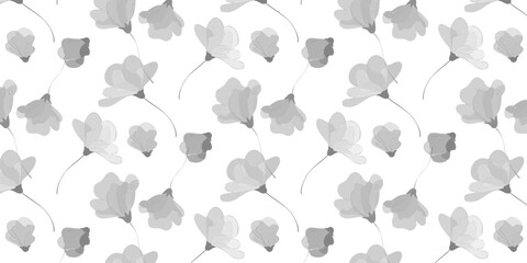 Seamless pattern, leaves, abstract flowers, ornament, texture, contours