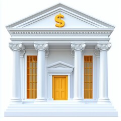Obraz premium Classical Bank Building with Golden Dollar Sign