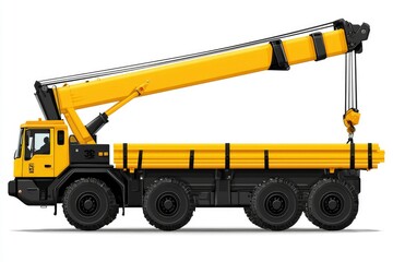 Fototapeta premium Yellow Construction Crane Truck Isolated on White Background