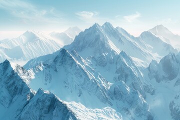 Fototapeta premium Mountain landscape from above, featuring peaks and valleys