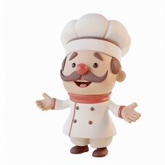 Cute chef character in a car in 3D style on a white background
