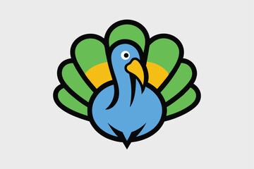 Turkey Mascot Logo Vector - Black Silhouette, Abstract & Geometric Art, Kawaii Cartoon, Full Body & Face Clipart