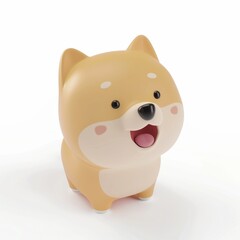 Funny doggie character in 3D style on a white background.
