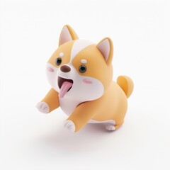 Funny doggie character in 3D style on a white background.
