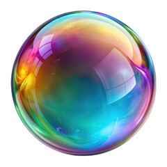 Transparent colorful soap bubble isolated on transparent background