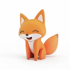 Fototapeta premium Funny fox character in 3D style on a white background. 