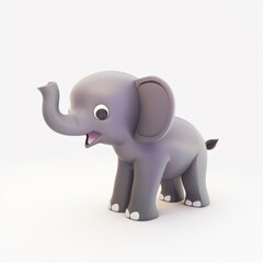 Fototapeta premium Funny elephant character in 3D style on a white background. 