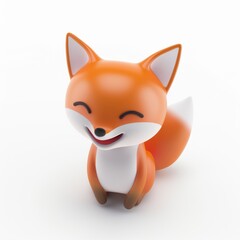 Obraz premium Funny fox character in 3D style on a white background. 