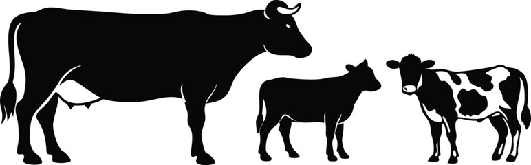 silhouettes of cows